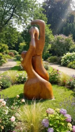 Lutteurs, cèdre du liban teint, 380x120cm