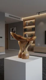 Mon chanpignon 2, if huilé, chène huilé, 60x50cm