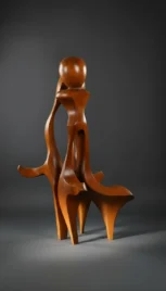 Mouvement abstrait 1, cèdre du liban teint et vernis, 155x70cm