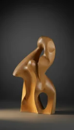 Mouvement de danse 1 1,Cèdre du Liban ciré, base bois peint, 70x45cm