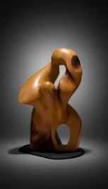 Mouvement de danse 1 5, Cèdre du Liban ciré, base bois peint, 70x45cm