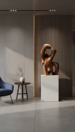 Mouvement de danse 1 6, Cèdre du Liban ciré, base bois peint, 70x45cm