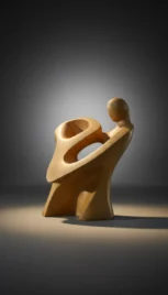 Mouvement de danse 3, cèdre du liban ciré, 60x40cm