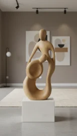 Mouvement de danse 5 2, cèdre du liban ciré, base bois peint, 80x30cm