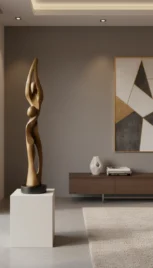 Mouvement de danse 6 2, pommier teint et ciré, base bois peint, 110x30cm