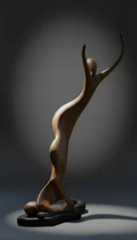 Opposition 1, pommier huilé, base bois peint, 50x15cm