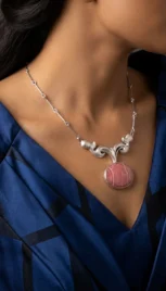 Pendentif 4 4, argent poli et dépoli et rhodochrosite resultat