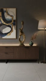 Porter 2, Loupe de frêne huilé, Granit et chêne, 85x25cm