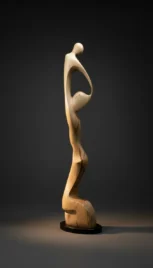 Porter vers le ciel 1, bouleau ciré, base bois peint, 160x35cm