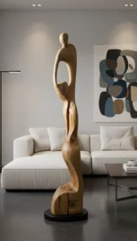 Porter vers le ciel 2, bouleau ciré, base bois peint, 160x35cm