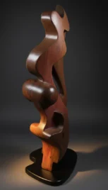 Résonnance 2, séquoia teint, base bois peint, 120x40cm