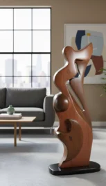 Résonnance 4, séquoia teint, base bois peint, 120x40cm