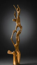 Tous ensemble 2, Olivier huilé, contreplaqué lamellé collé et peint, ardoise, 180x40cm