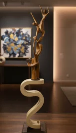 Tous ensemble, Olivier huilé, contreplaqué lamellé collé et peint, ardoise, 180x40cm