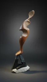 Vers le ciel 1, padouk ciré, ardoise, shiste mauve, 50x20cm