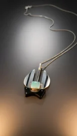 Pendentif 6 2, argent poli, boid d'ébène et amazonite resultat