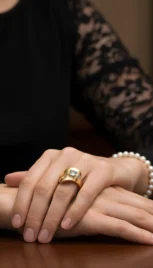 Bague en argent poli, or 14k, avec une aigue marine