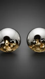 Boucles d'oreilles en argent oxidé et en or 14k