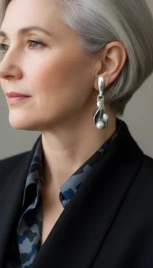 Boucles d'oreilles en argent poli, avec de l'ivoire