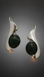 Boucles d'oreilles en argent poli, avec des malachites