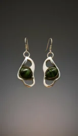 Boucles d'oreilles en argent poli, avec des malachites