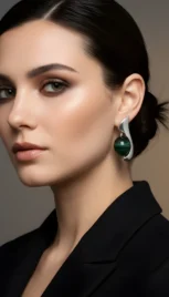 Boucles d'oreilles en argent poli, avec des malachites