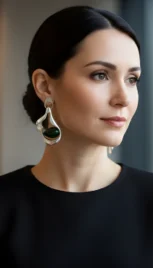 Boucles d'oreilles en argent poli, avec des malachites