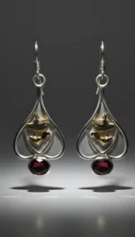 Boucles d'oreilles en argent poli, or 14k, avec des grenats