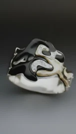 Bracelet en argent poli, mokumé gane, mariage des métaux (laiton et argent), bois d'ébène et os sculpté