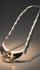 Collier en argent poli avec un quarts rutillé