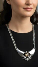 Collier en argent poli avec un quarts rutillé