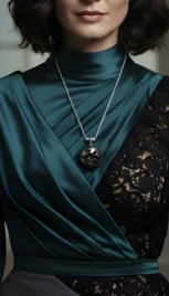 Pendentif en argent poli et oxidé et laiton fusionné